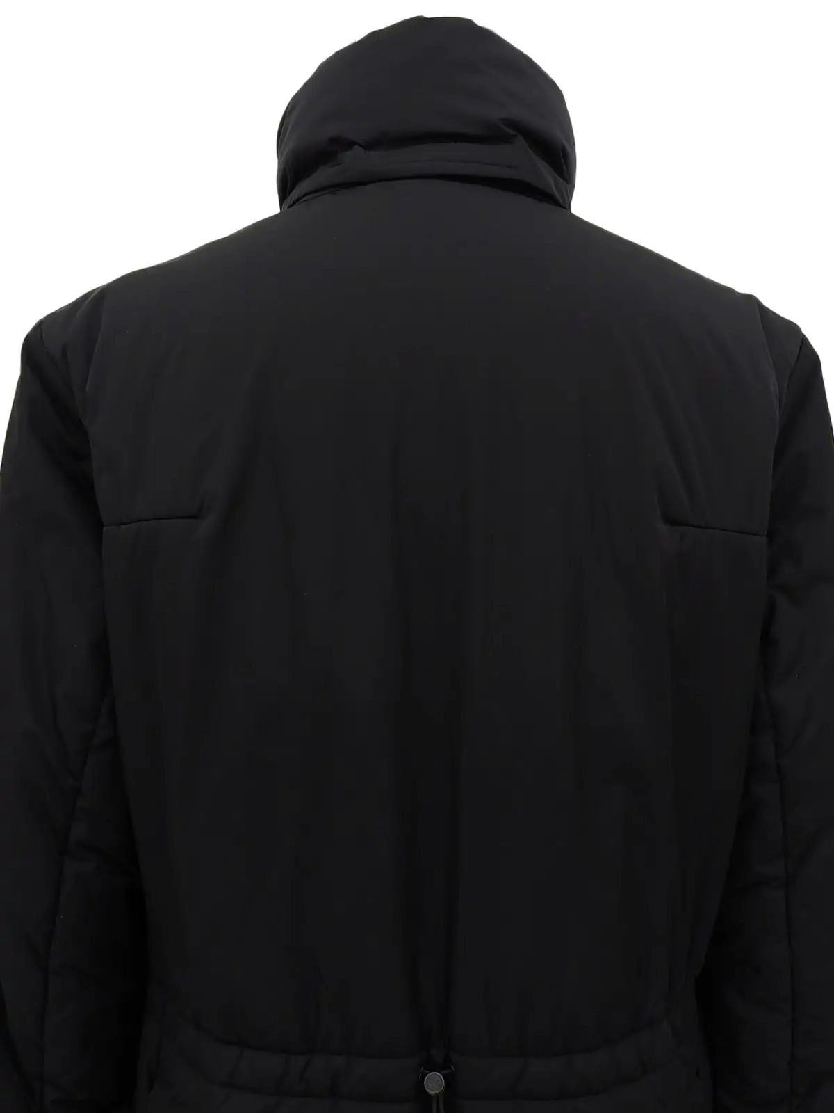 Logo Zip-Up Long Down Jacket in Black