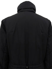 Logo Zip-Up Long Down Jacket in Black