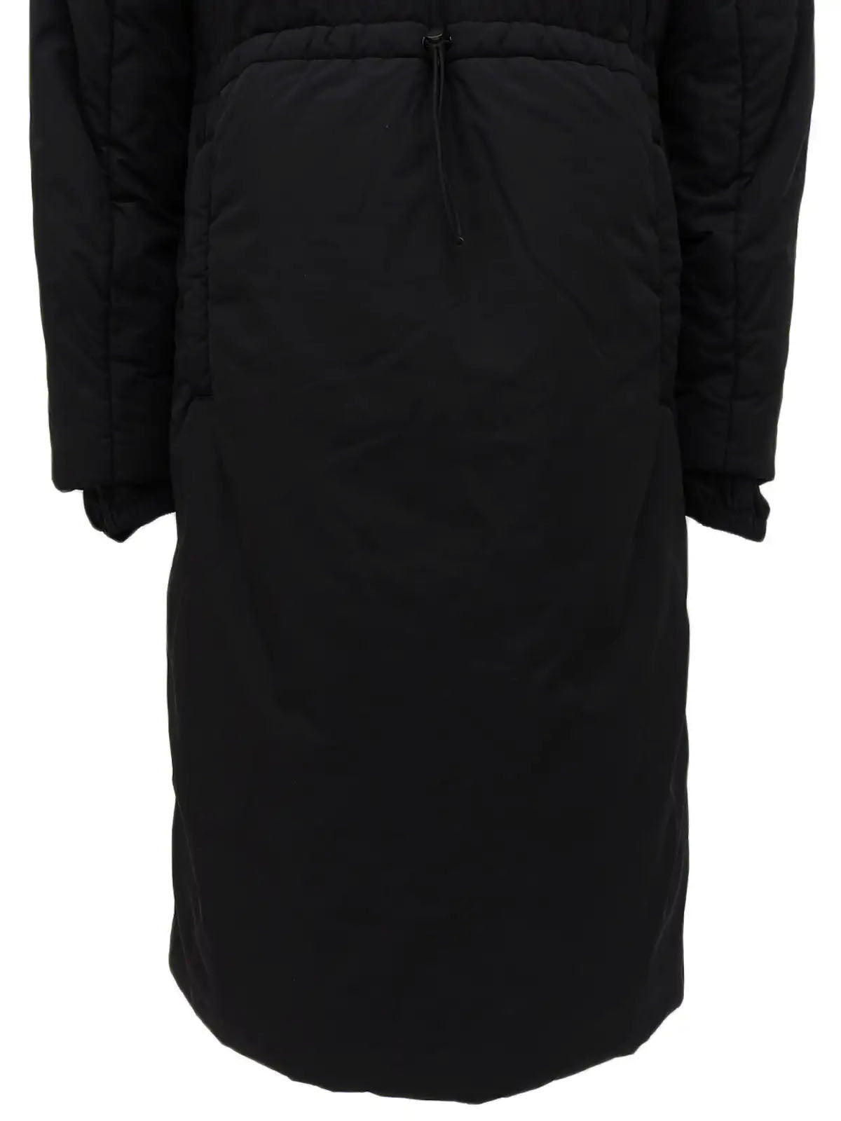 Logo Zip-Up Long Down Jacket in Black