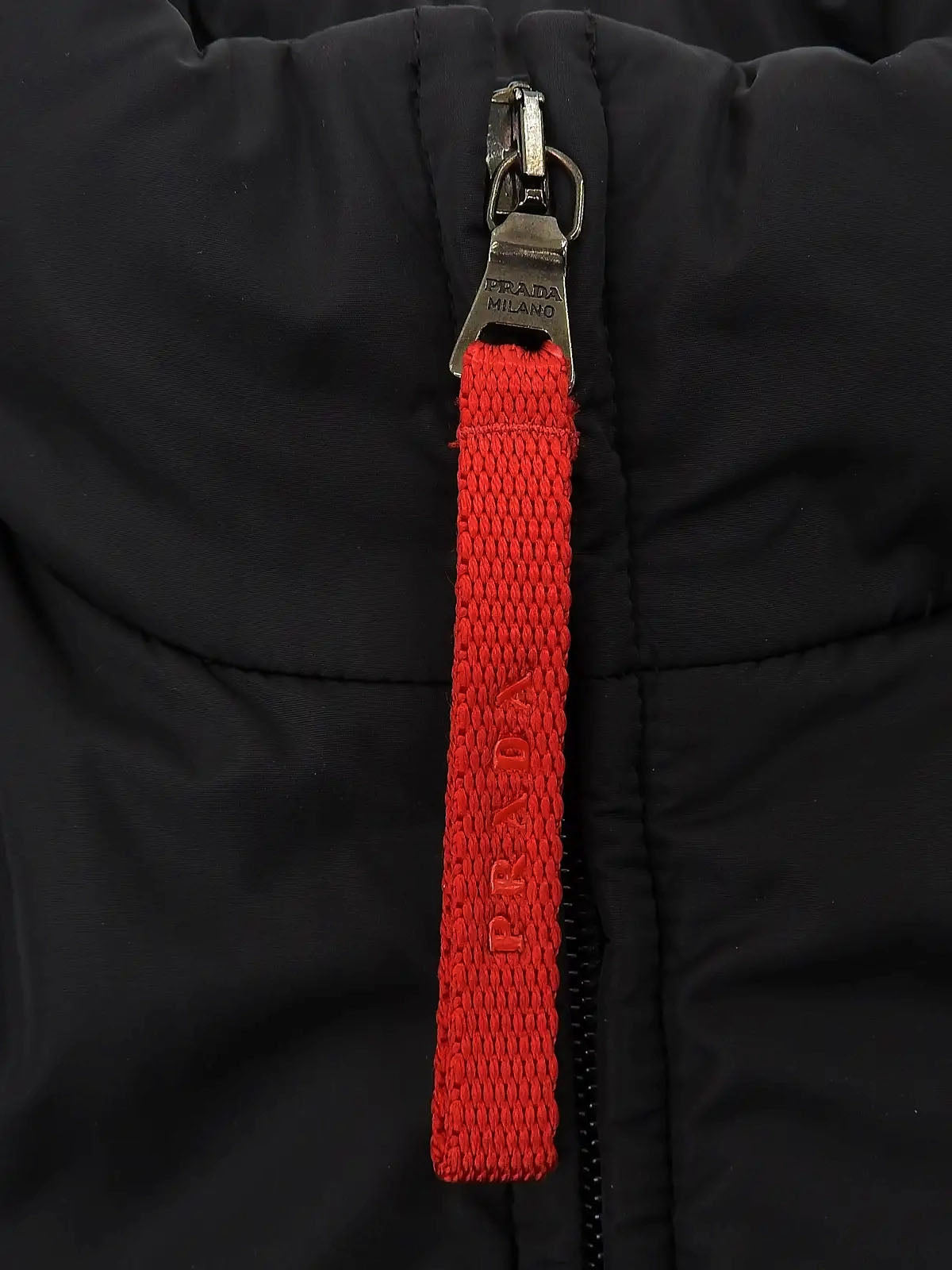 Logo Zip-Up Long Down Jacket in Black