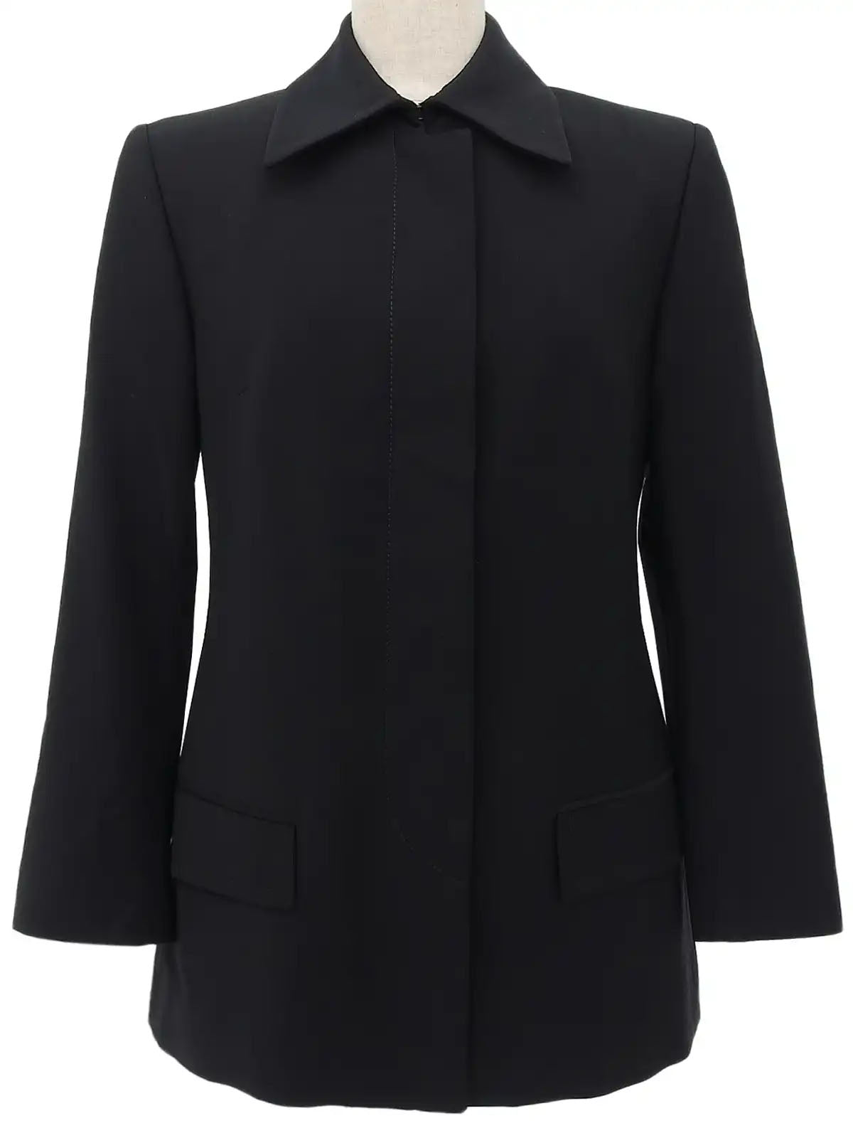 Wool Flyfront Jacket in Black