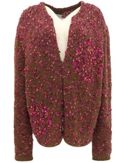2001 Camellia COCO logo cardigan in brown/pink
