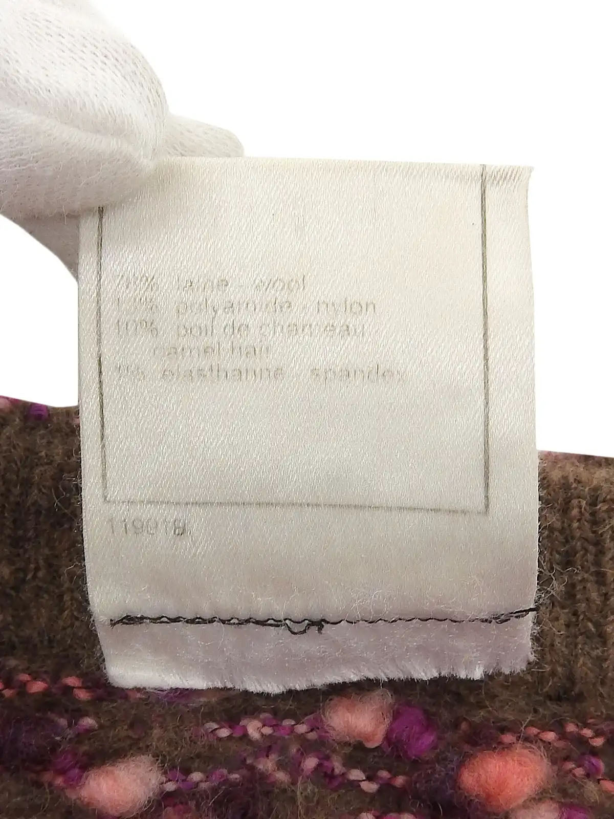 2001 Camellia COCO logo cardigan in brown/pink