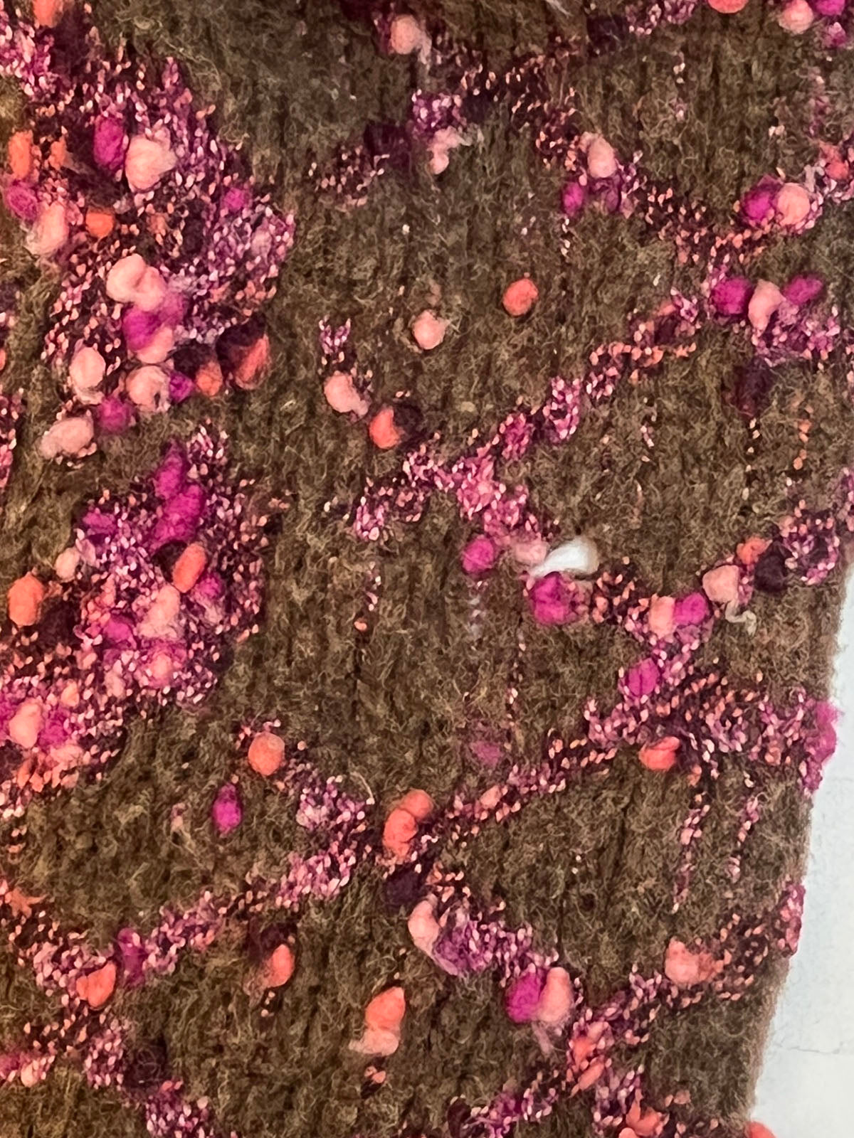 2001 Camellia COCO logo cardigan in brown/pink