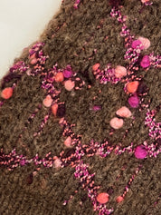 2001 Camellia COCO logo cardigan in brown/pink