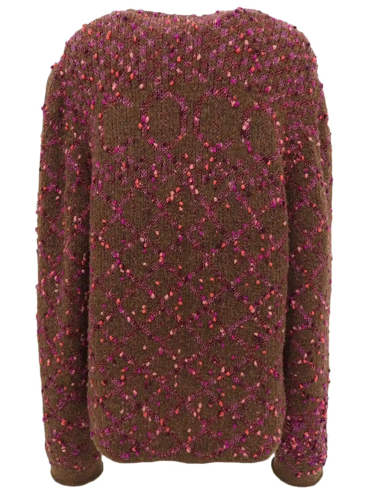2001 Camellia COCO logo cardigan in brown/pink