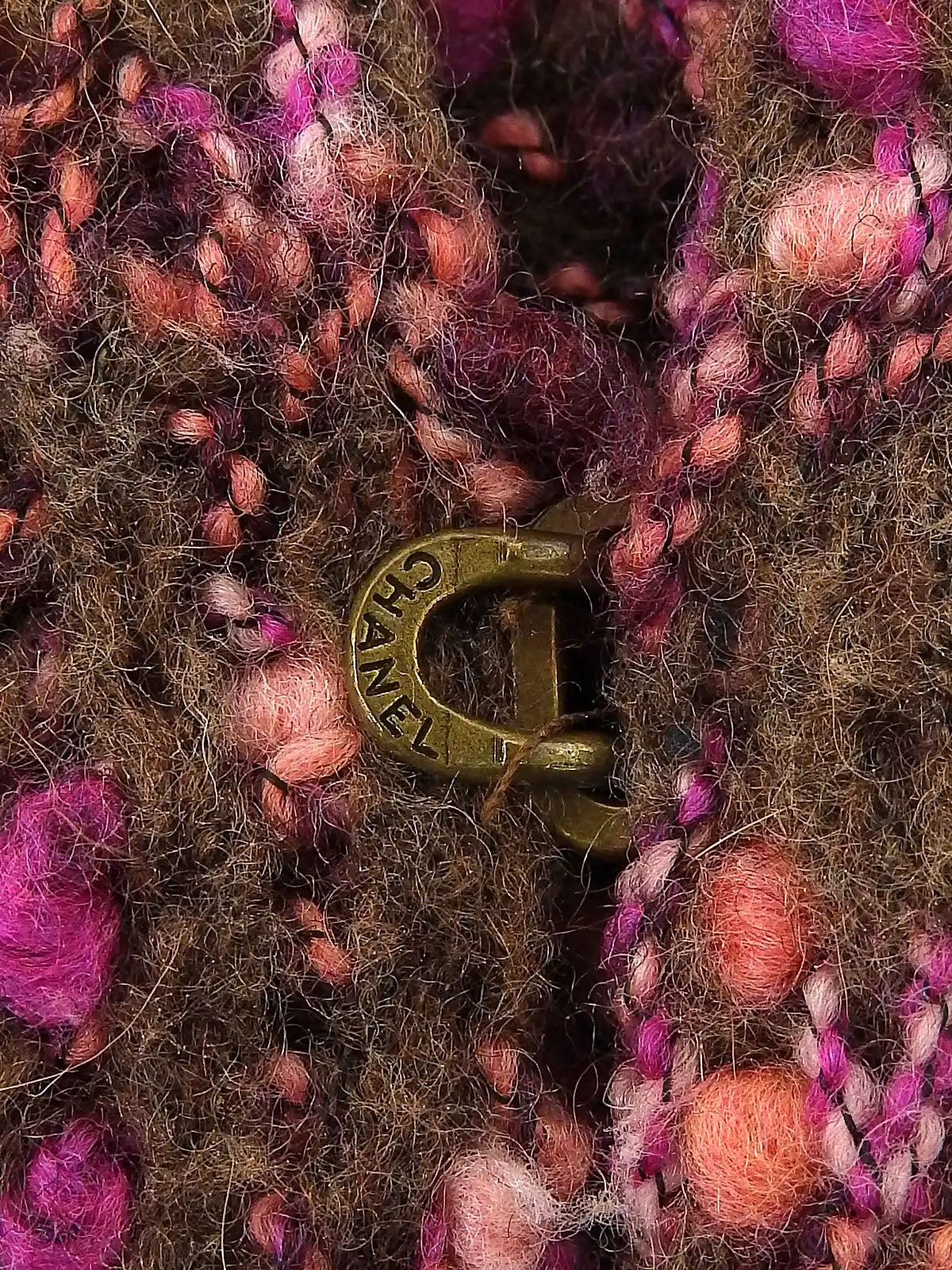 2001 Camellia COCO logo cardigan in brown/pink