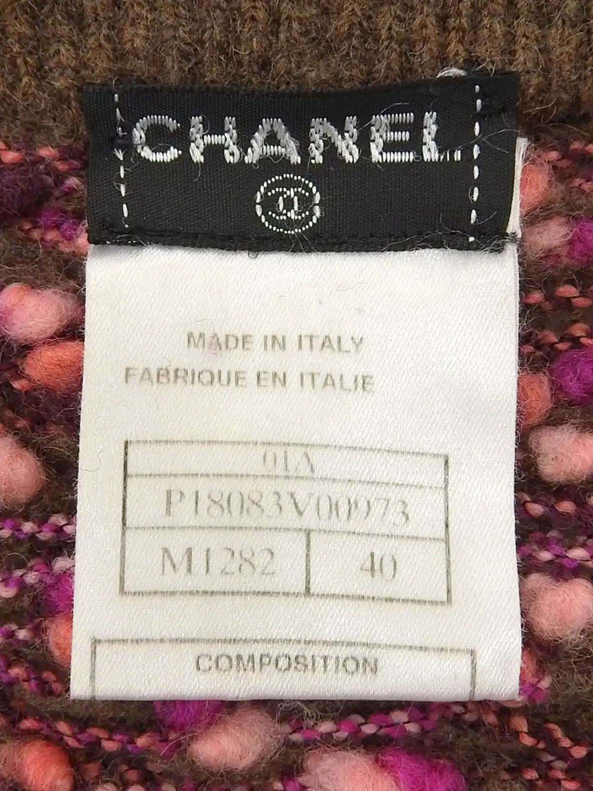 2001 Camellia COCO logo cardigan in brown/pink