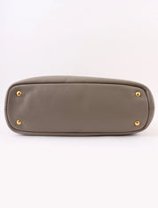 Leather logo plate tote bag in grey