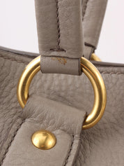 Leather logo plate tote bag in grey