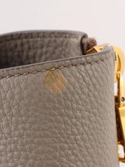 Leather logo plate tote bag in grey