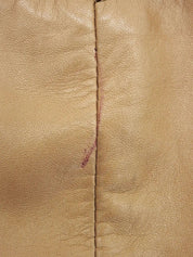 Beige Leather Anagram Button Tight Skirt