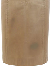 Beige Leather Anagram Button Tight Skirt