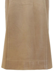 Beige Leather Anagram Button Tight Skirt