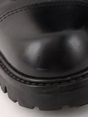 Nylon and leather combination logo belt boots in black