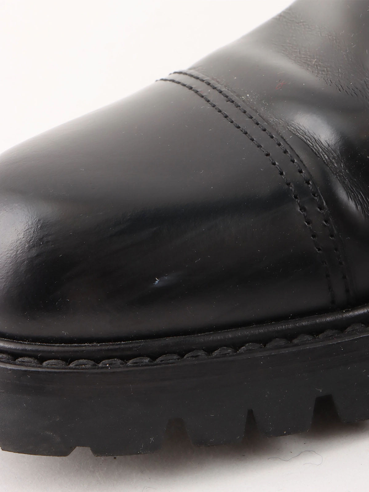 Nylon and leather combination logo belt boots in black