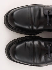 Nylon and leather combination logo belt boots in black