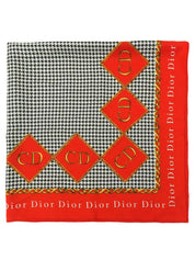 Houndstooth logo pattern scarf in red, white, and black