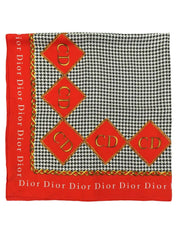 Houndstooth logo pattern scarf in red, white, and black
