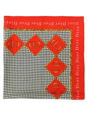 Houndstooth logo pattern scarf in red, white, and black