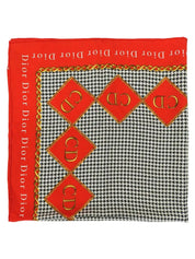 Houndstooth logo pattern scarf in red, white, and black