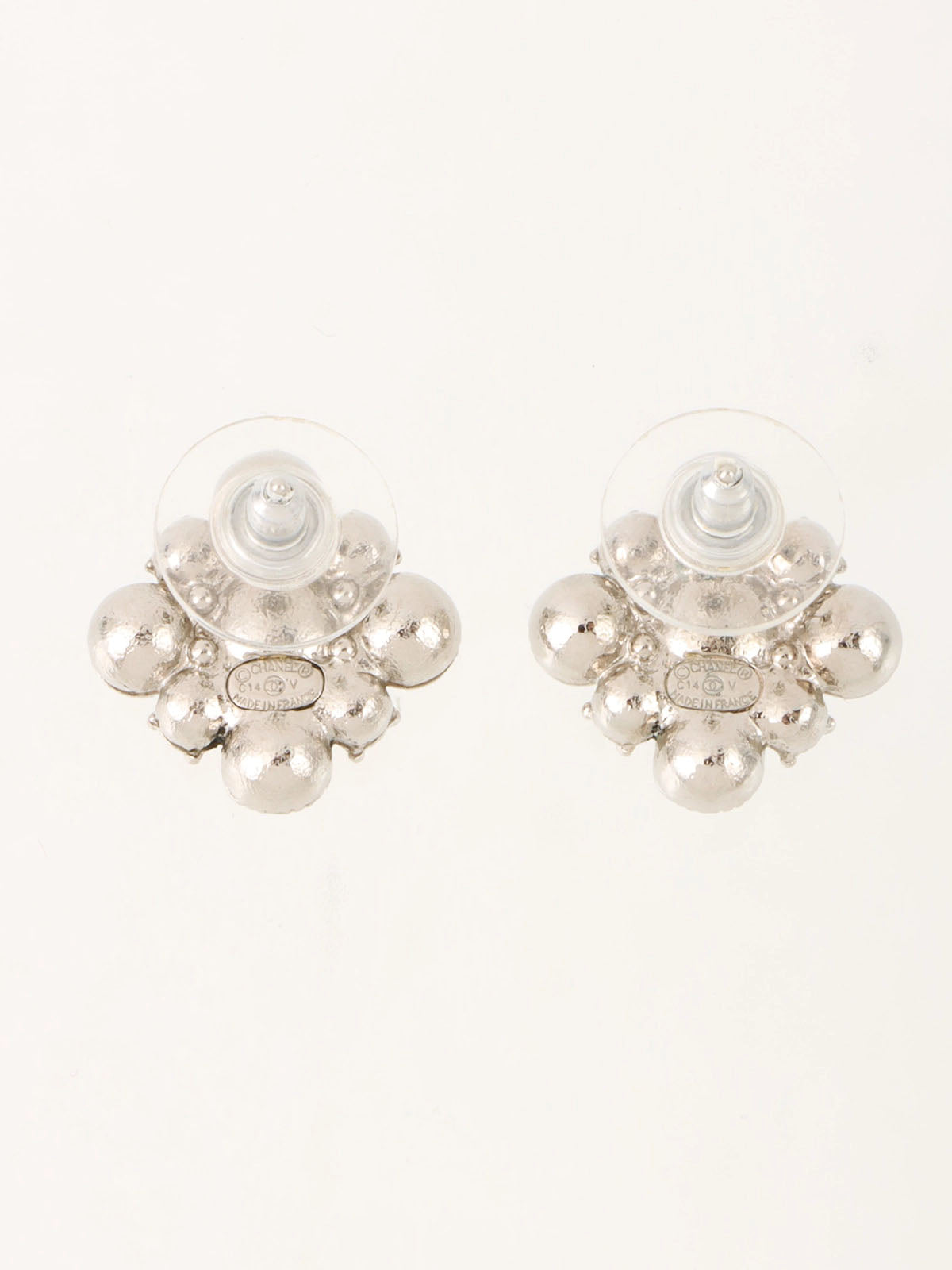 2014年製　ダイヤモチーフラインストーンピアス　シルバー