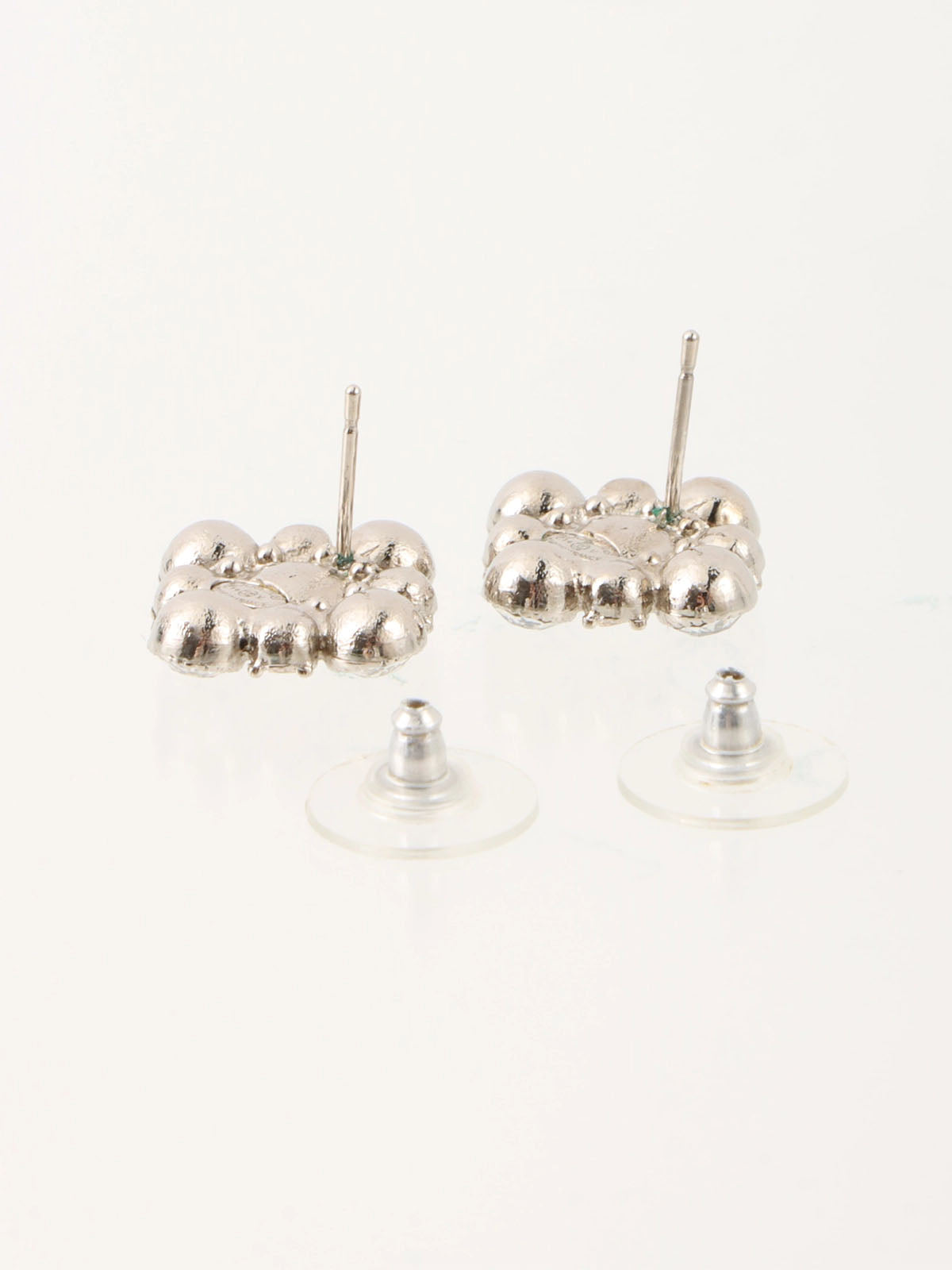 2014年製　ダイヤモチーフラインストーンピアス　シルバー