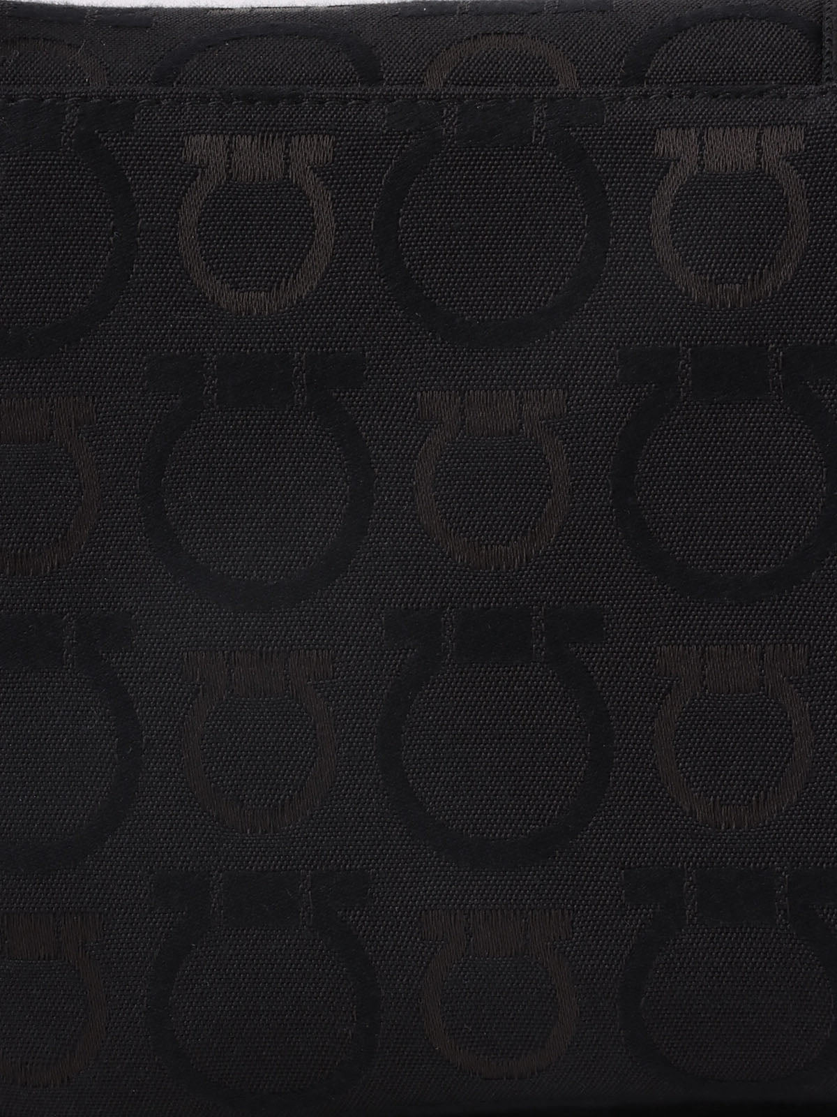Gancini Plate Shoulder Bag in Black