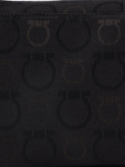 Gancini Plate Shoulder Bag in Black