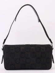 Gancini Plate Shoulder Bag in Black