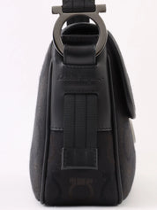 Gancini Plate Shoulder Bag in Black