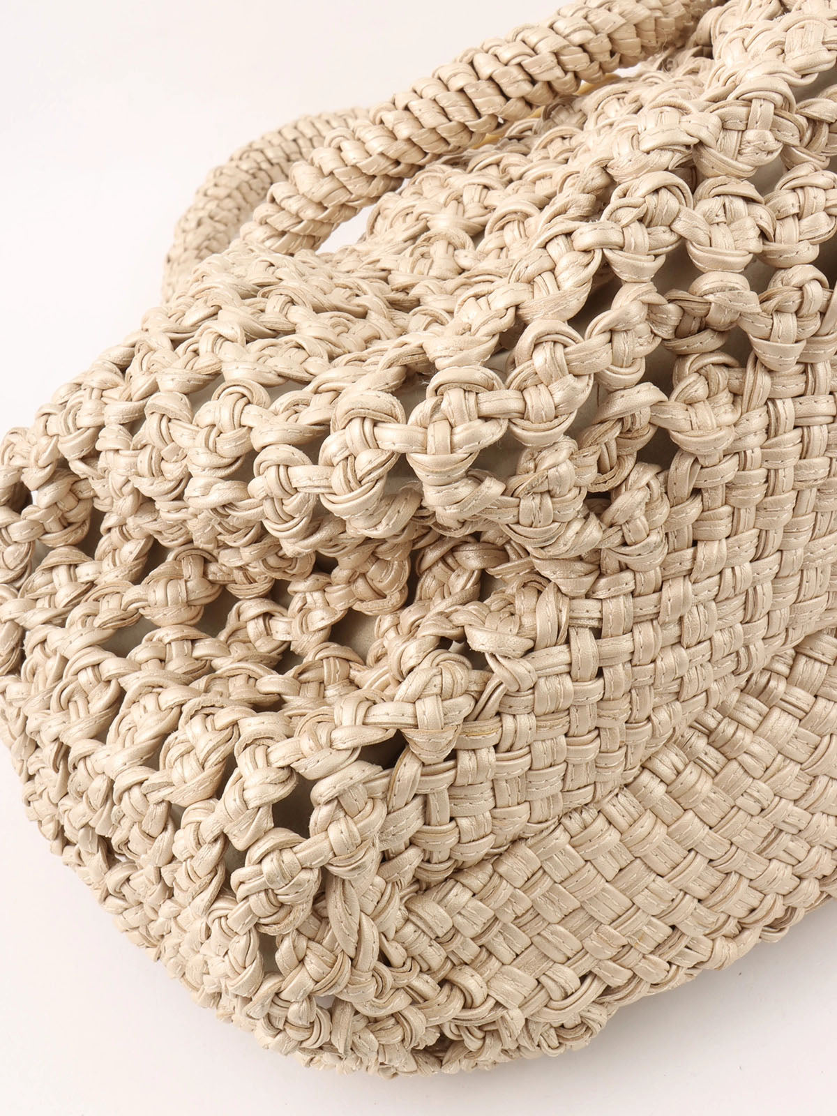 Beige Wood Gancini Plate Crochet Bag