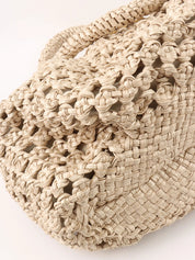 Beige Wood Gancini Plate Crochet Bag