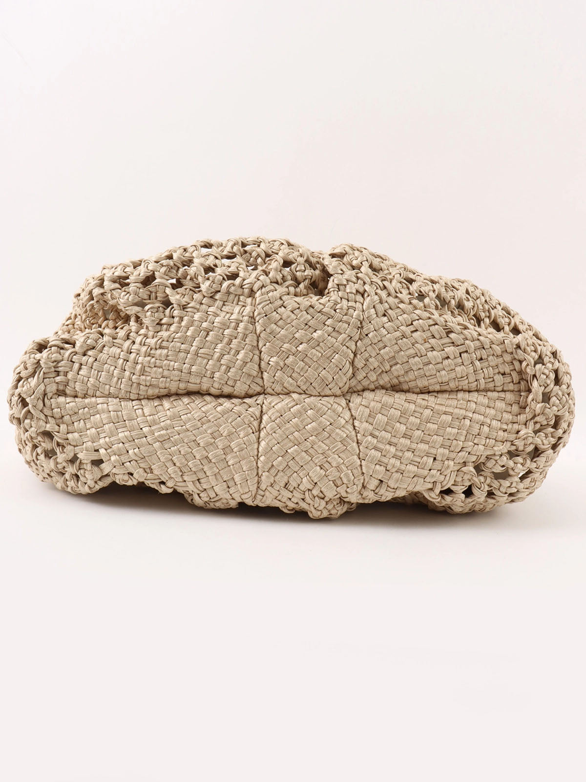 Beige Wood Gancini Plate Crochet Bag