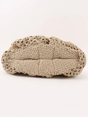 Beige Wood Gancini Plate Crochet Bag