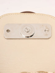 Beige Wood Gancini Plate Crochet Bag