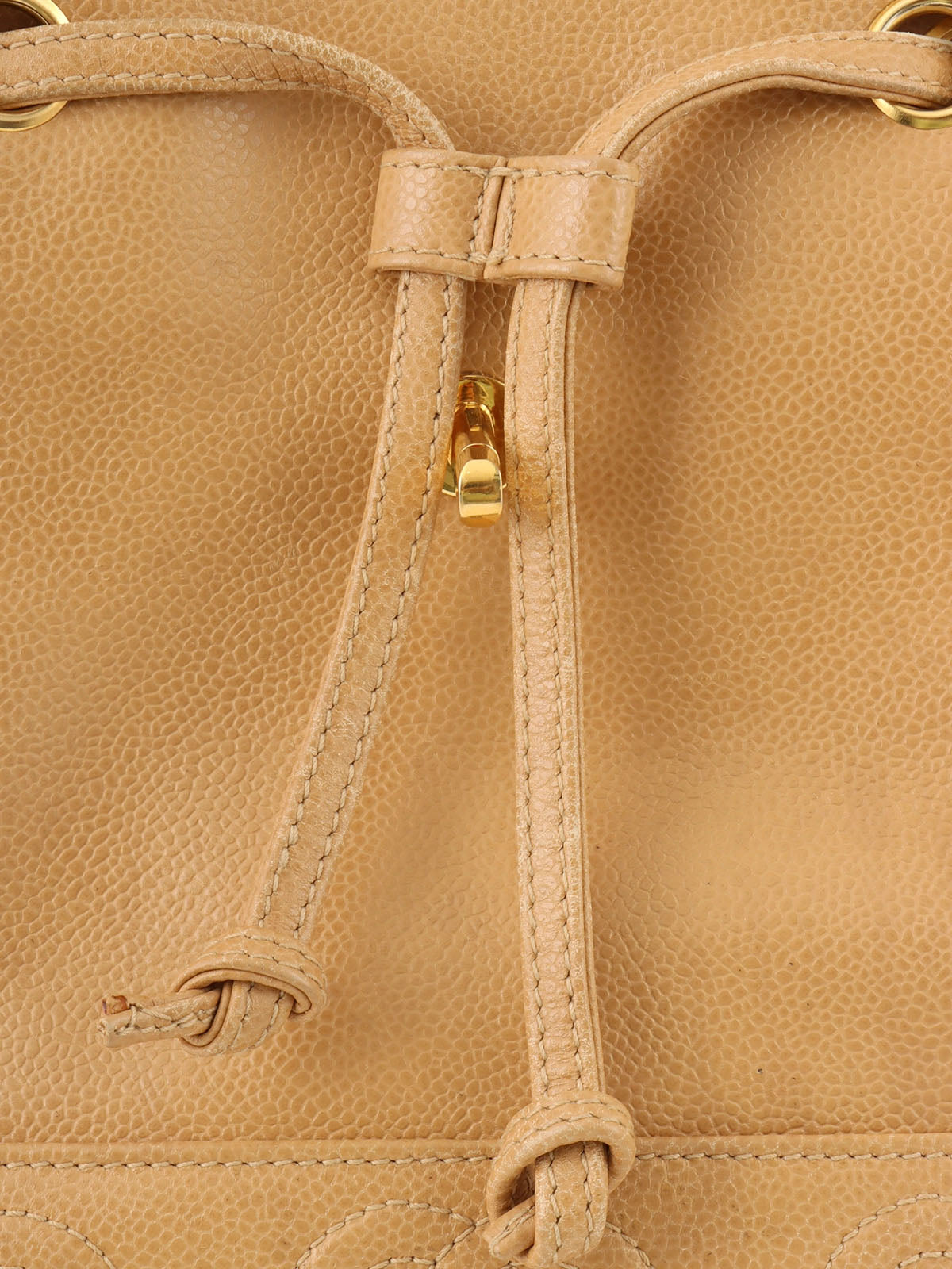1995 Caviar Skin CC Turnlock Backpack, Beige