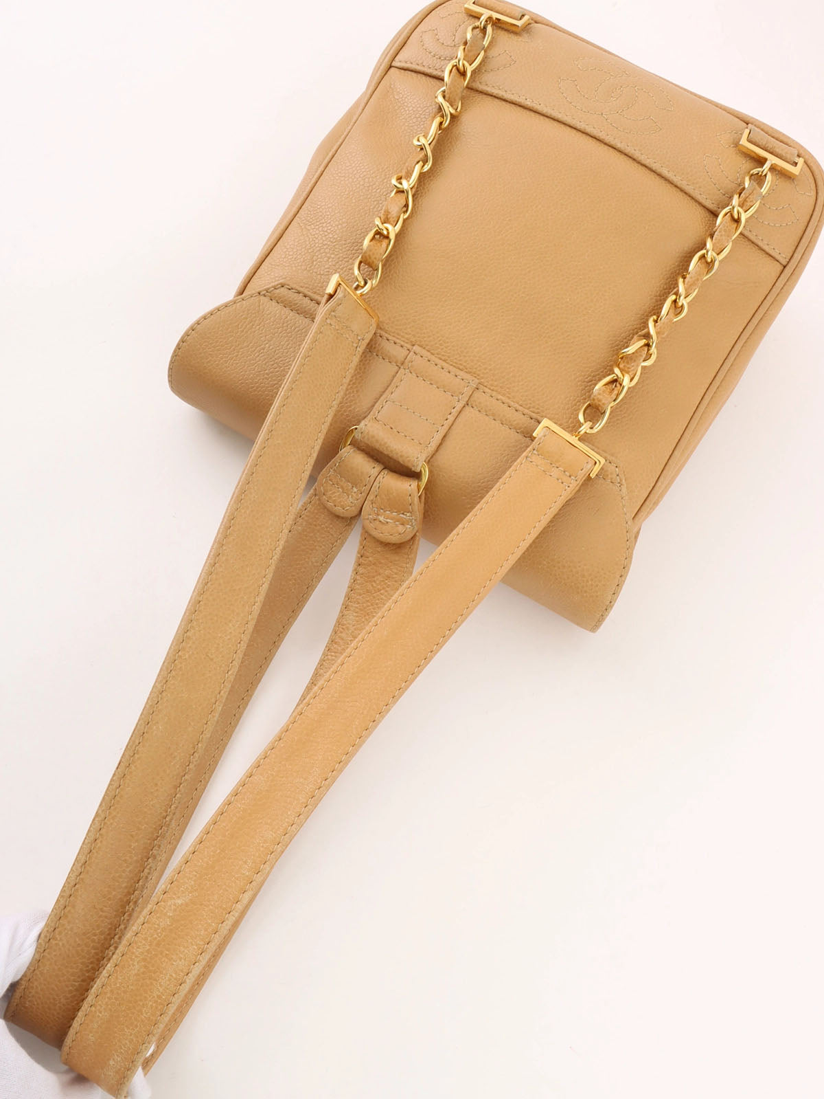 1995 Caviar Skin CC Turnlock Backpack, Beige