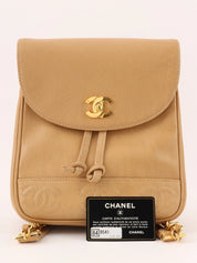 1995 Caviar Skin CC Turnlock Backpack, Beige