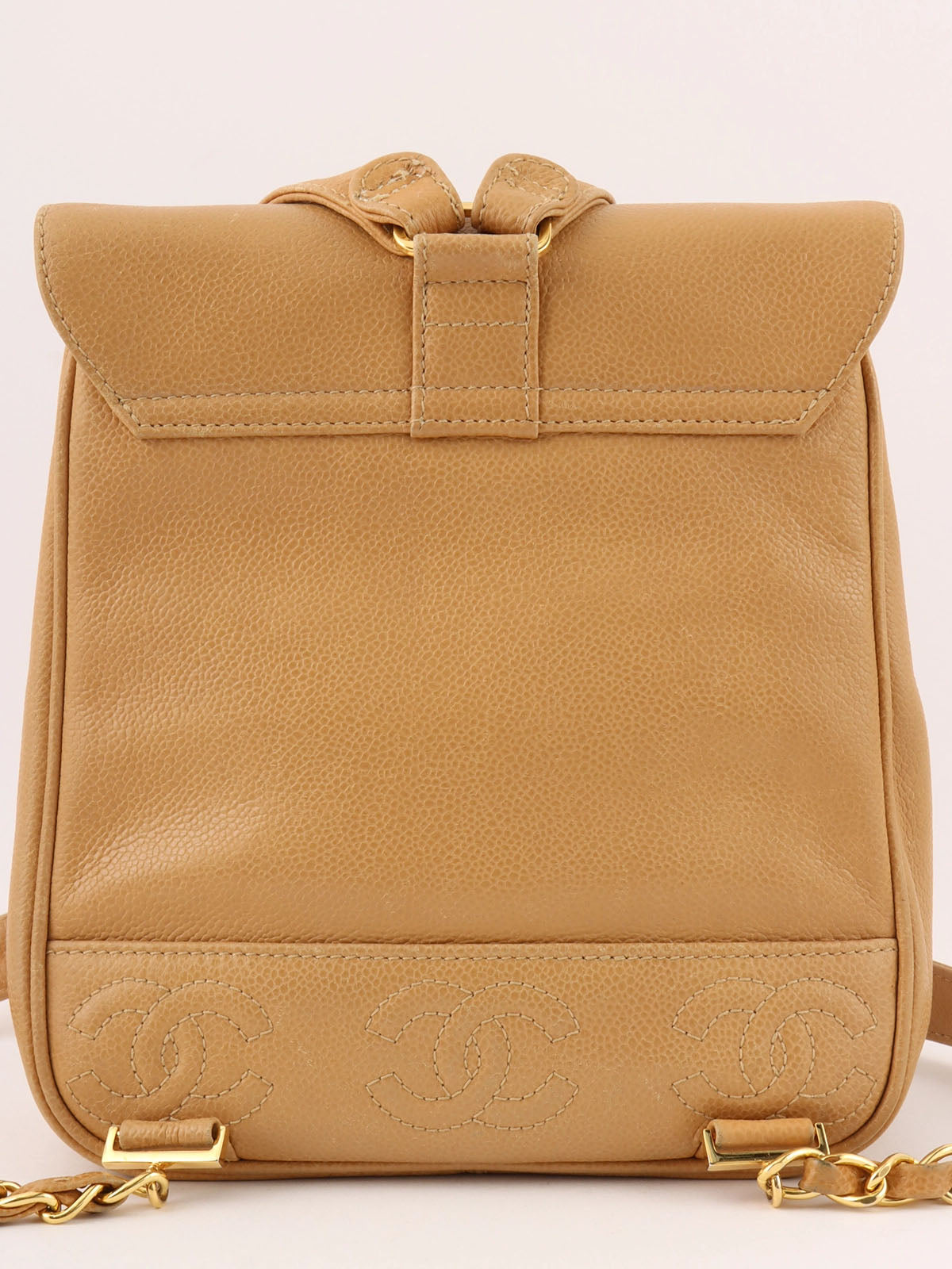 1995 Caviar Skin CC Turnlock Backpack, Beige
