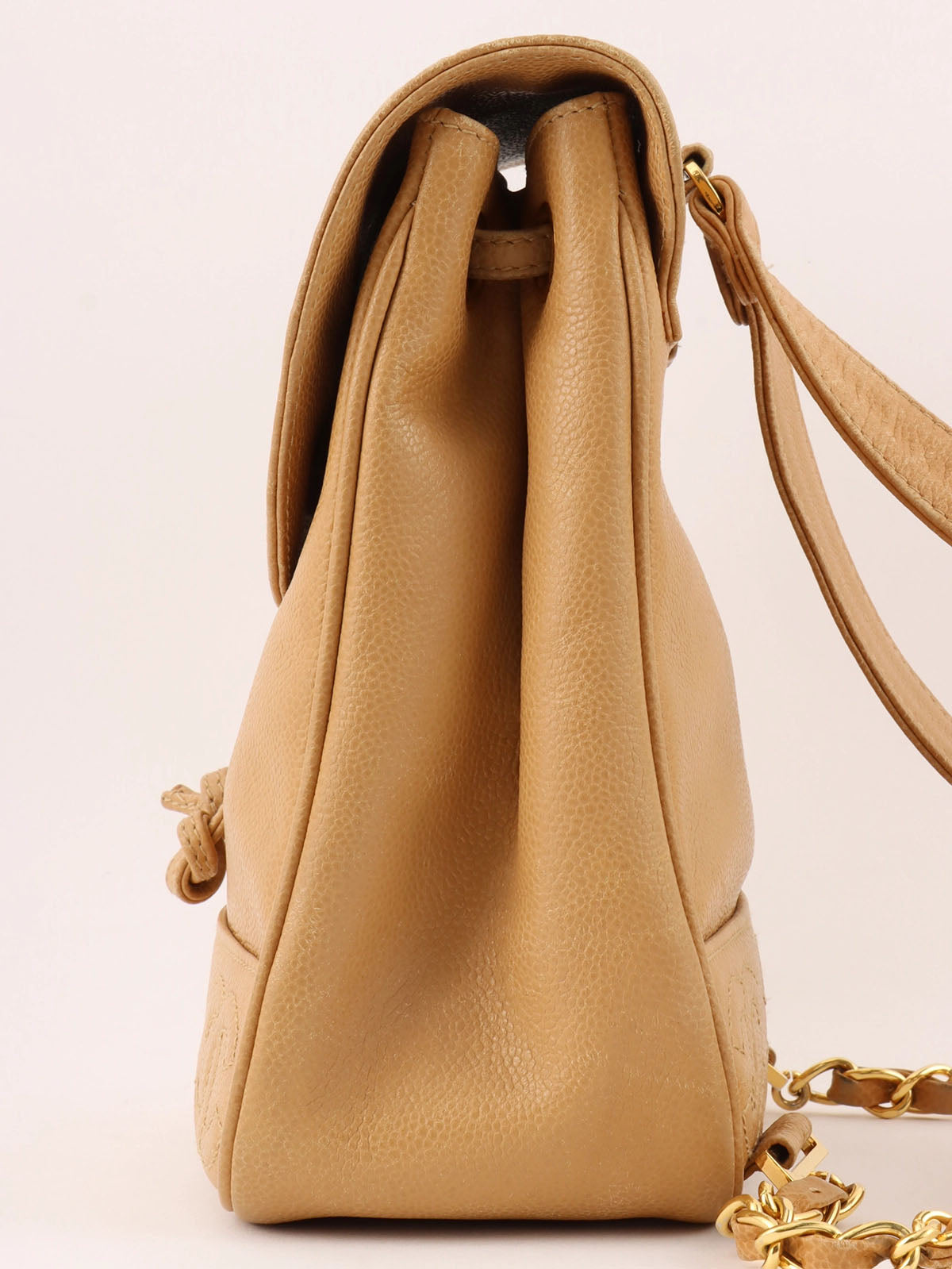 1995 Caviar Skin CC Turnlock Backpack, Beige