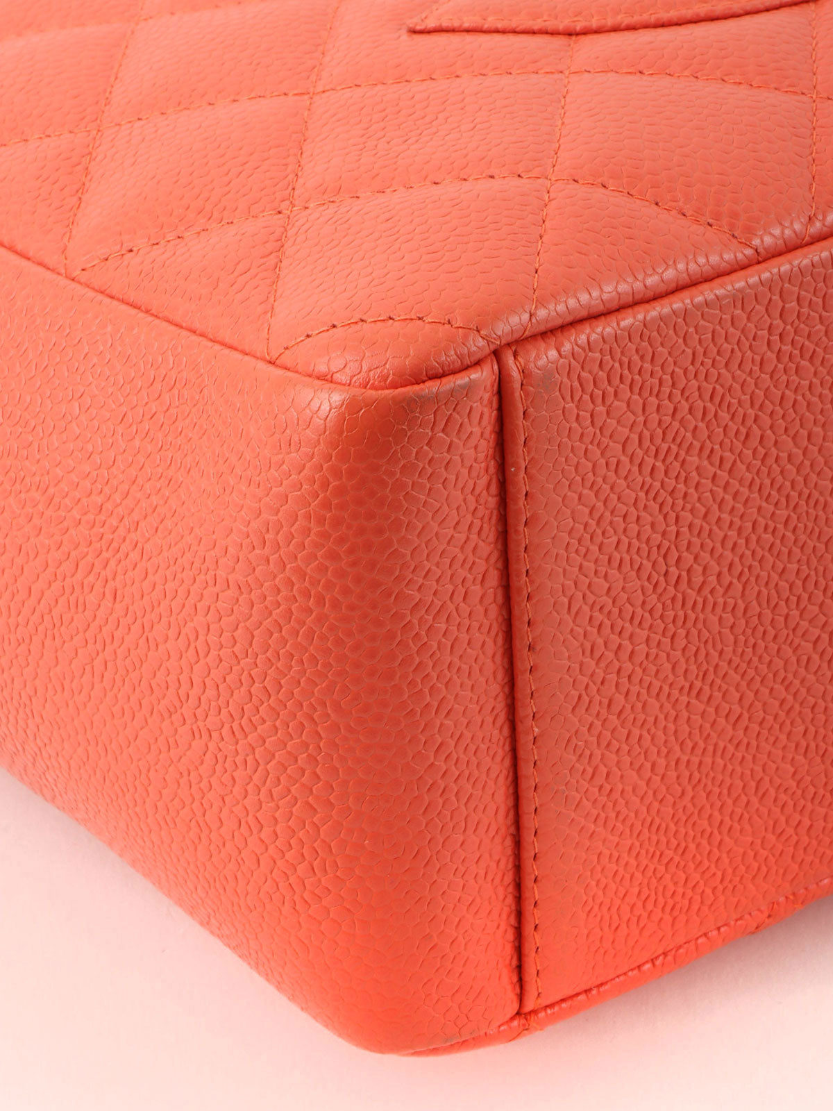 2003 Caviar Skin CC Mark Stitch Chain Tote Bag, Salmon Pink
