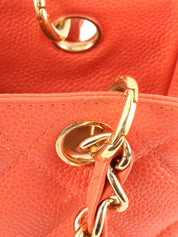 2003 Caviar Skin CC Mark Stitch Chain Tote Bag, Salmon Pink