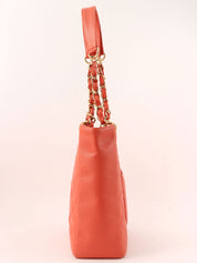 2003 Caviar Skin CC Mark Stitch Chain Tote Bag, Salmon Pink
