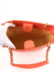 2003 Caviar Skin CC Mark Stitch Chain Tote Bag, Salmon Pink