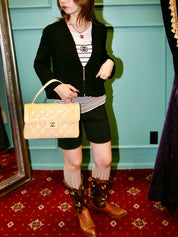 2004 Wild Stitch CC Turnlock Handbag, Cream