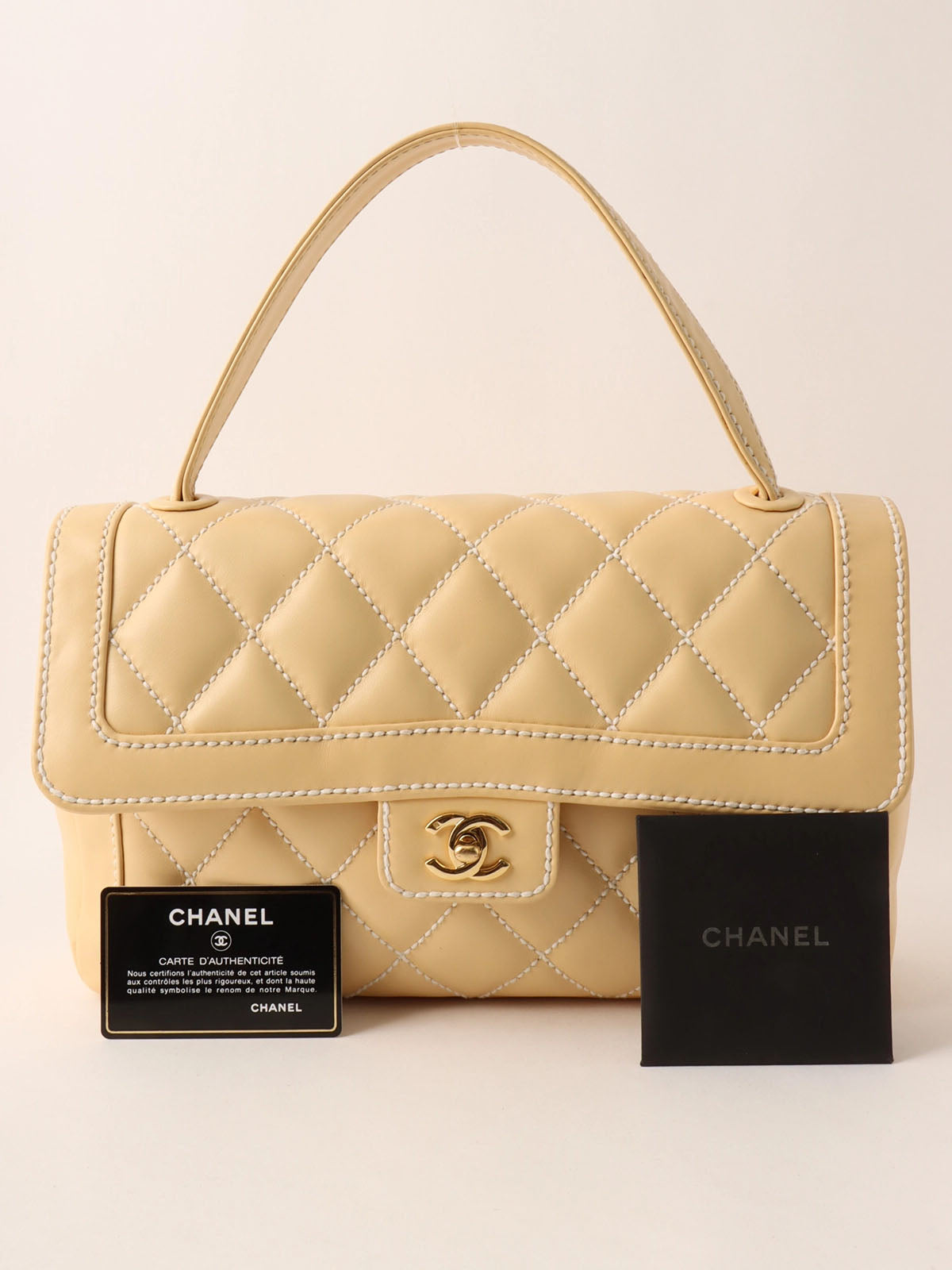 2004 Wild Stitch CC Turnlock Handbag, Cream