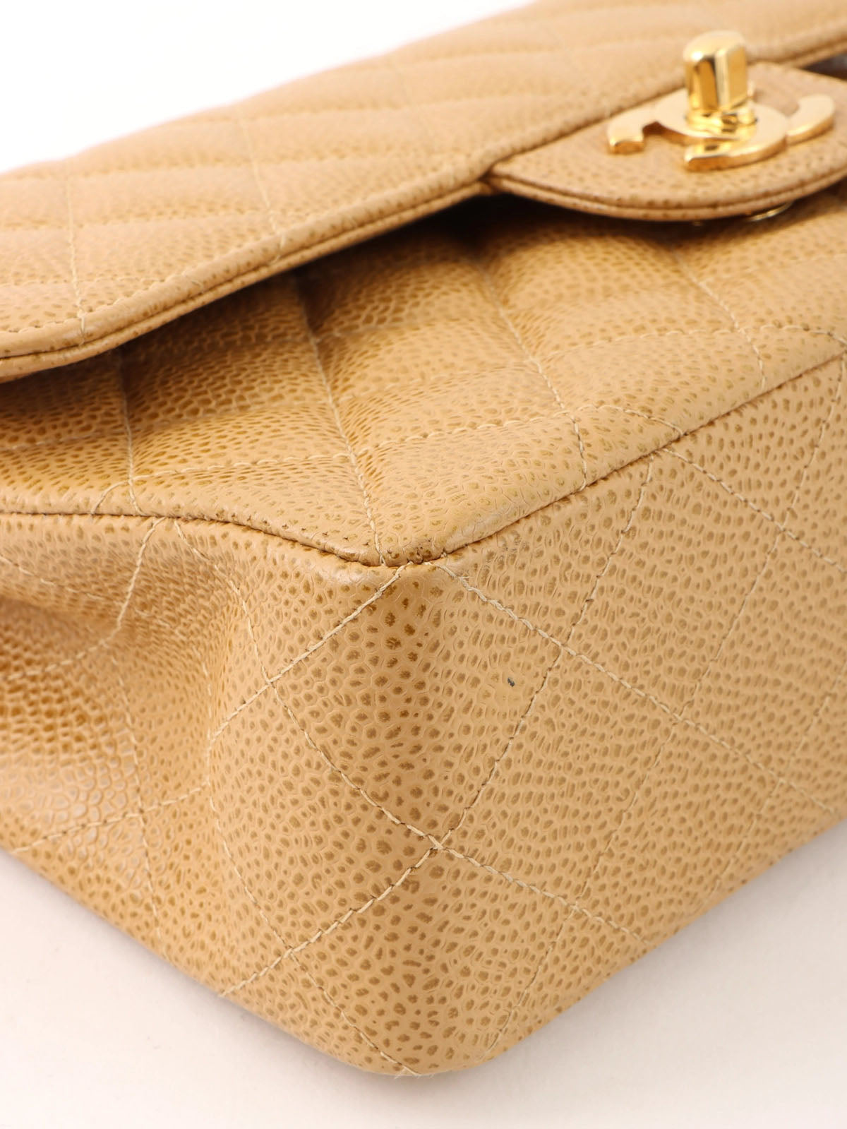2000 Caviar Skin Classic Flap Chain Bag, 23cm, Beige