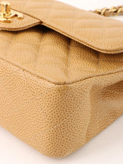 2000 Caviar Skin Classic Flap Chain Bag, 23cm, Beige