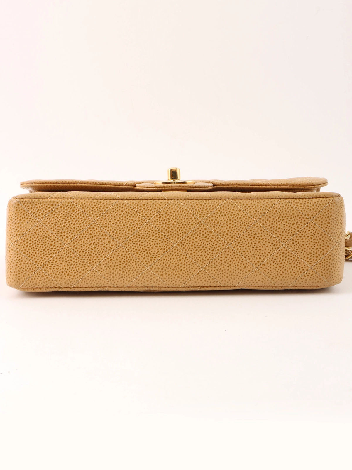 2000 Caviar Skin Classic Flap Chain Bag, 23cm, Beige